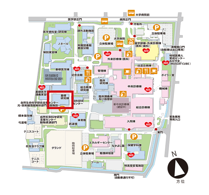 岡山大学鹿田キャンパスマップ